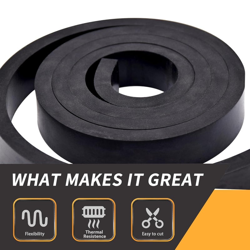 TEKDOE 1/2 Inch Thick Neoprene Rubber Strips and Heavy-Duty Solid Rubber Rolls, Sheet for DIY Gasket, Warehouse, Pads, Seals, Weather Stripping, Flooring (1 Inch Wide, 12 Feet Long) - Image 2